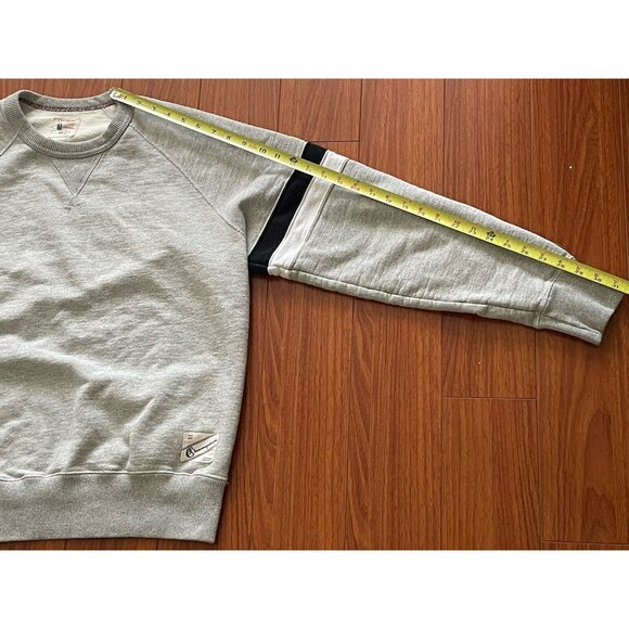 Todd Snyder x Champion Grey Banded Arm Stripe V Crewneck Sweatshirt Large - Picture 12 of 14